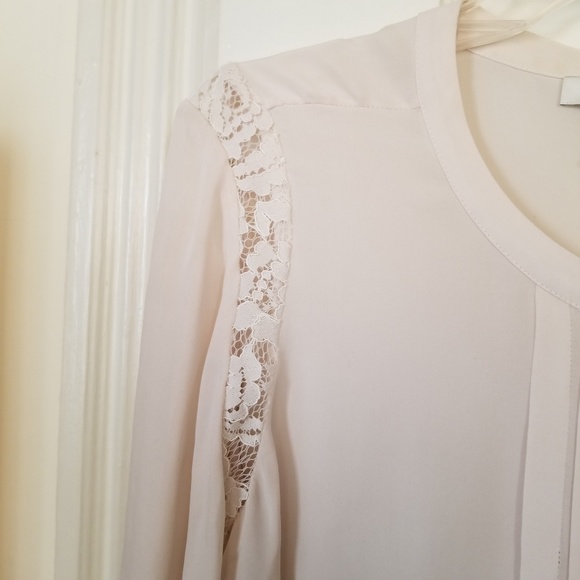 Joie ivory silk lace inset blouse Med - Picture 4 of 8
